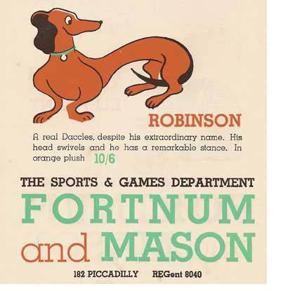 Fortnum and Mason advertisement showing a daschund dog