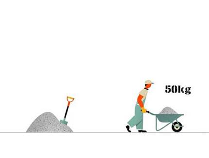 Taro Miura Ton book illustration of builder and wheelbarrow