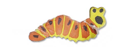 Lewitt-Him Schweppshire photograph of a cardboard caterpillar