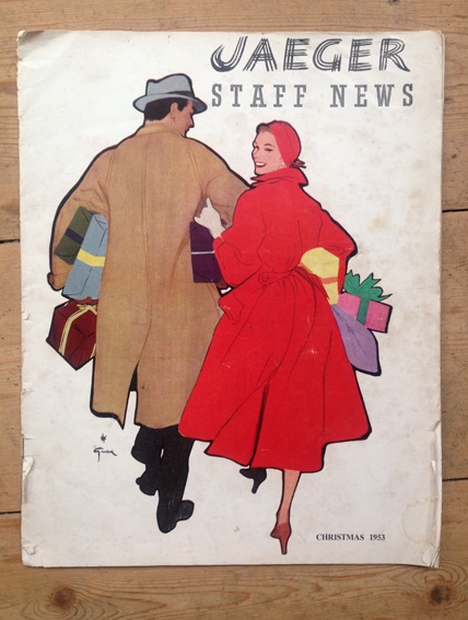 Rene Gruau cover on Jaeger Staff News magazine 1953